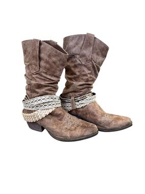 Coconuts by Matisse Taupe Brown Slouchy Lace-Up Western Boots